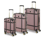 Rock Vintage Suitcases Retro 8 Wheel Spinner Luggage (Black, Navy, Cream, Pink)