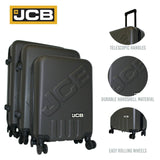 JCB - Lightweight Hard Shell Suitcase - 360 Degree Spinner Wheels - ABS Polycarbonate Hard Shell - Luggage Bags for Travel - Grey/Black/Blue