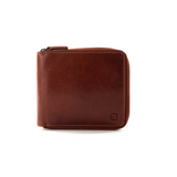 Redbrick Mens Genuine Leather Zip Around Wallet RFID Blocking, Credit Card Holder Bifold Wallet with Zip Coin Pocket for Men & Gift Box (Black & Cognac)
