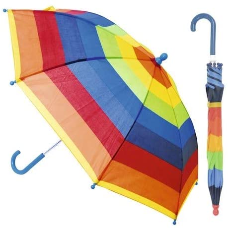 DUA Lightweight Kids Children Striped Umbrella Rainbow