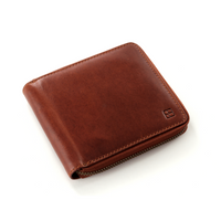 Redbrick Mens Genuine Leather Zip Around Wallet RFID Blocking, Credit Card Holder Bifold Wallet with Zip Coin Pocket for Men & Gift Box (Black & Cognac)