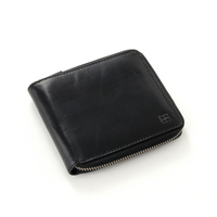 Redbrick Mens Genuine Leather Zip Around Wallet RFID Blocking, Credit Card Holder Bifold Wallet with Zip Coin Pocket for Men & Gift Box (Black & Cognac)