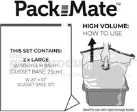 Packmate 2pc Volume Vacuum Compressed Space Saver Storage Bags (L, XL, Jumbo)