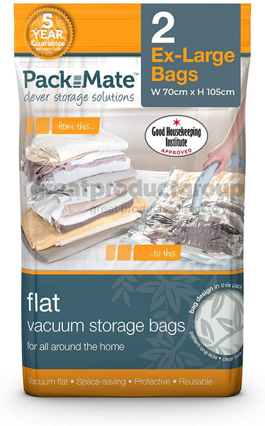 Packmate VacuSac 2 Piece Extra Large Flat Vacuum Storage Bags 2 XL