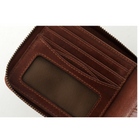 Redbrick Mens Genuine Leather Zip Around Wallet RFID Blocking, Credit Card Holder Bifold Wallet with Zip Coin Pocket for Men & Gift Box (Black & Cognac)