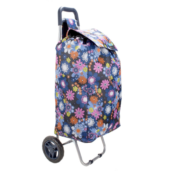 Everest Lightweight Shopping Trolley Carbon Steel Frame Floral 49L/39L