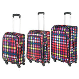 Highbury 4 Wheel Spinner Trolley Cases Multiple Sizes In Multi Box / Grey Stripe / Blue Box (L,M,S,Set Of 3)