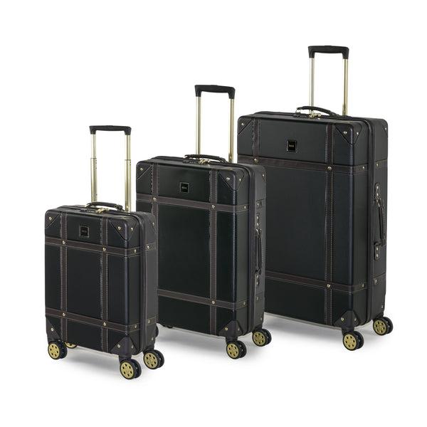 Rock Vintage Suitcases Retro 8 Wheel Spinner Luggage (Black, Navy, Cream, Pink)