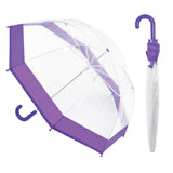 DUA Kids Children Superlight Transparent Dome Umbrella Available In Pink & Purple Border