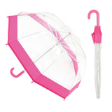 DUA Kids Children Superlight Transparent Dome Umbrella Available In Pink & Purple Border