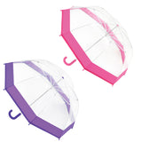 DUA Kids Children Superlight Transparent Dome Umbrella Available In Pink & Purple Border