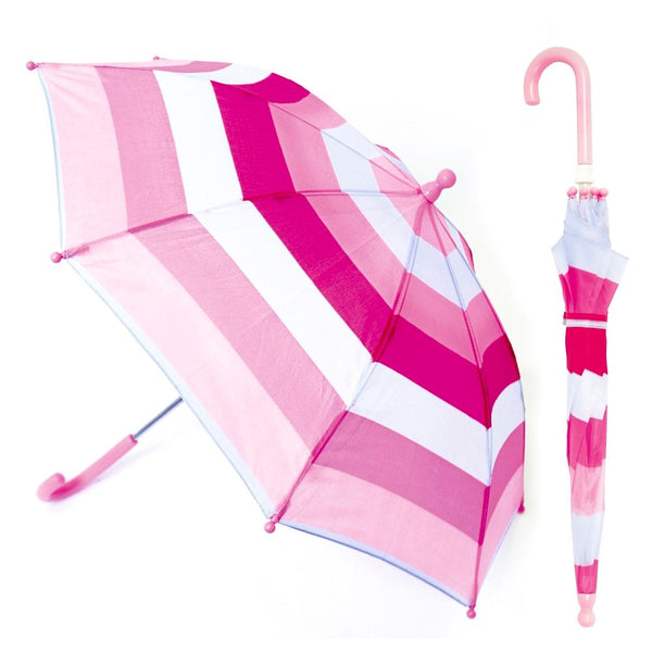 DUA Lightweight Kids Children Striped Umbrella Pink Stripes
