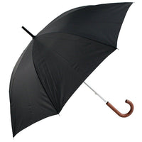 DUA Mens Walking Length Black Umbrella with Wood Handle