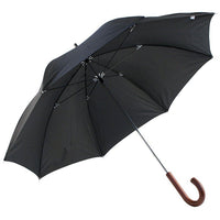 DUA Mens Walking Length Black Umbrella with Wood Handle