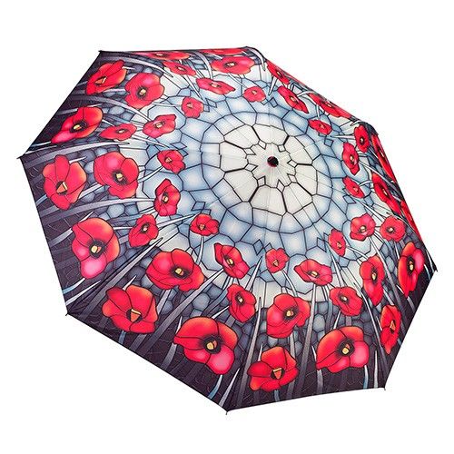Galleria Poppies Automatic Open & Close Compact Folding Umbrella