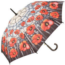 Galleria Poppies Long Walking Stick Style Umbrella