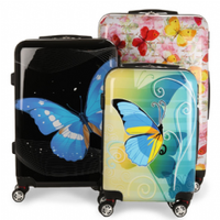 Highbury Flutter Hard Shell Four Wheel Luggage Cases Various Prints