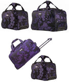 Highbury Plum Jacquard Print in 18" and 24" Stylish Travel Wheeled Holdalls