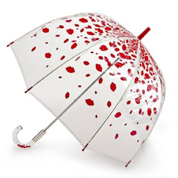 Lulu Guinness by Fulton Ladies Clear Dome Umbrella Raining Lips
