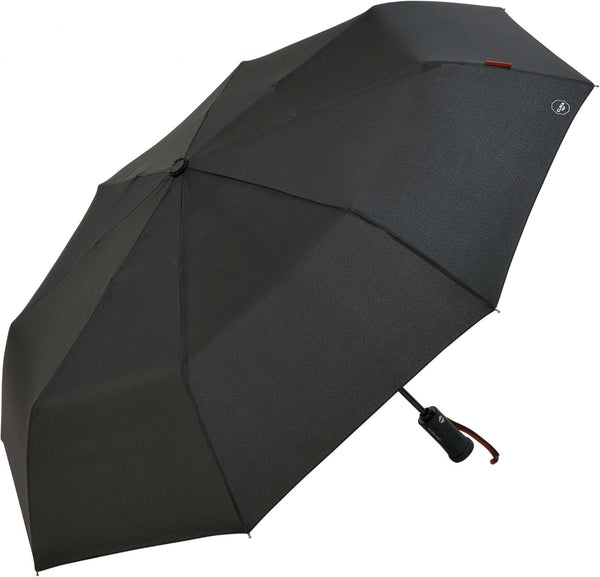 M&P Mens Women Auto Open/Close Black Folding Umbrella with Built-in Torch