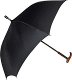 M&P Walking Stick Adjustable Height Wooden Handle Long Umbrella Black