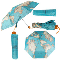 Sass & Belle Vintage Map Compact Folding Umbrella