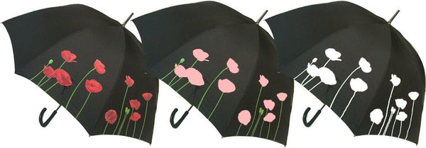 Soake Everyday Colour Changing Poppy Auto Long Stick Umbrella