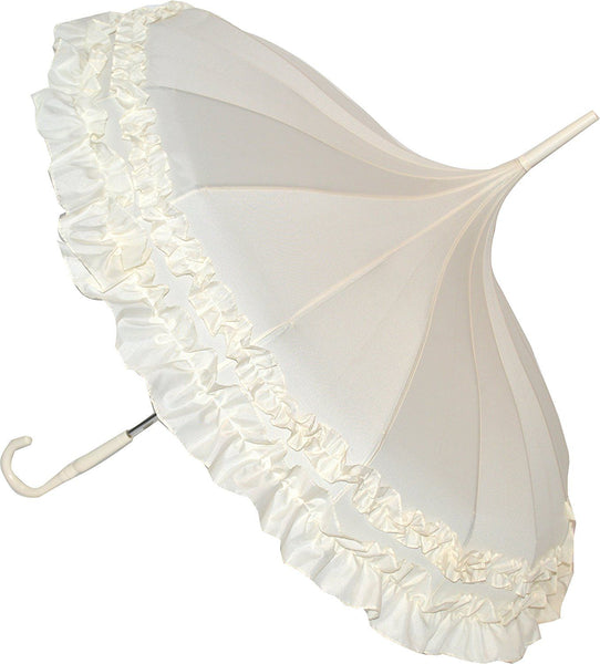 Soake Stunning Classic Plain Frilled Edge Pagoda Style Long Umbrella