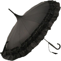 Soake Stunning Classic Plain Frilled Edge Pagoda Style Long Umbrella