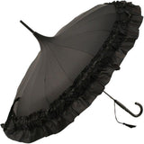 Soake Stunning Classic Plain Frilled Edge Pagoda Style Long Umbrella