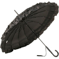 Soake Stunning Classic Plain Frilled Edge Pagoda Style Long Umbrella