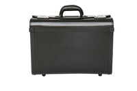 Tassia Black Bonded Leather Pilot Case Doctor Briefcase Flight Cabin bag  Gun Metal Combination Lock