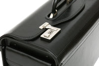 Tassia Black Bonded Leather Pilot Case Doctor Briefcase Flight Cabin bag  Gun Metal Combination Lock