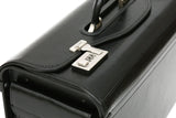 Tassia Black Bonded Leather Pilot Case Doctor Briefcase Flight Cabin bag  Gun Metal Combination Lock