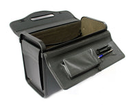 Tassia Black Vinyl Pilot Case Briefcase Business Flight Cabin Bag with 2 End Pockets