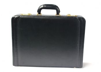 Tassia Medium Bonded Leather Attache Briefcase - Luxury Suede Interior and Twin Combination Locks
